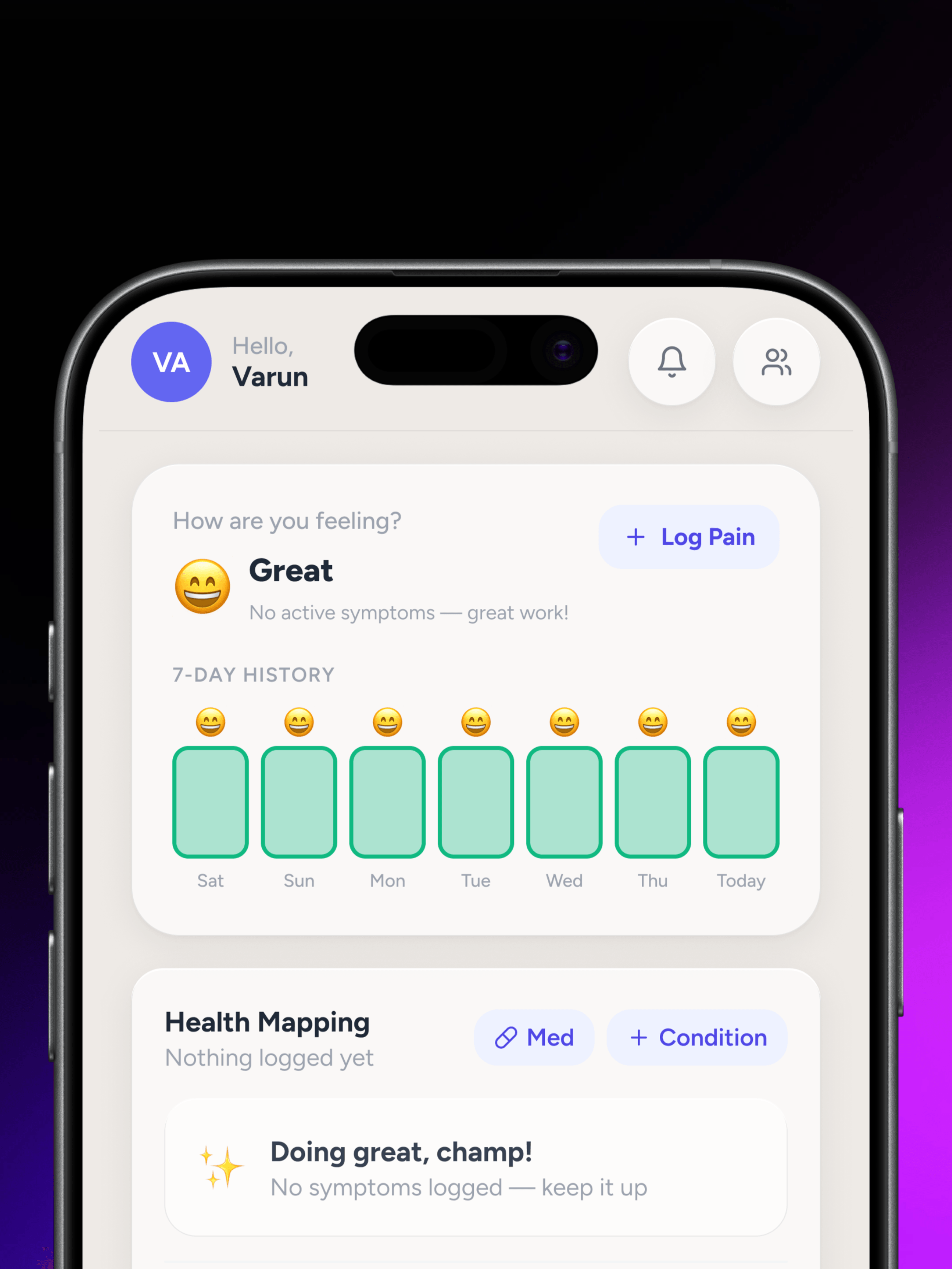 Lo-fi wireframe, symptom triggered